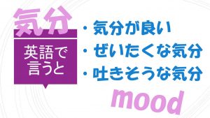 「気分が良い」「ぜいたくな気分」「吐きそうな気分」は英語で？