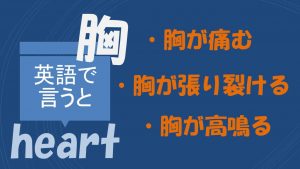「胸が痛む」「胸が張り裂ける」「胸が高鳴る」は英語で？