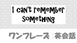 I can't remember something｜例文・フレーズ(26例)
